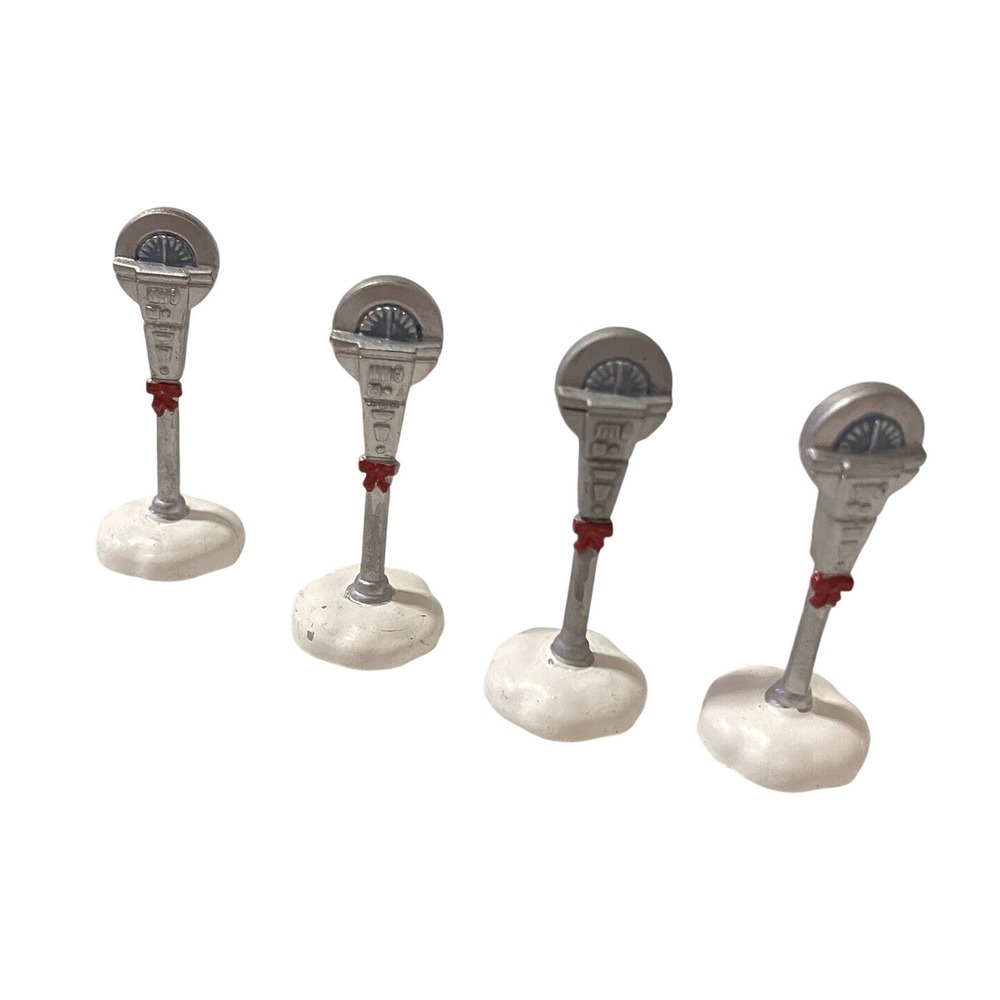4 LEMAX‎ Christmas Winter parking meters christmas village Street  Red Bows